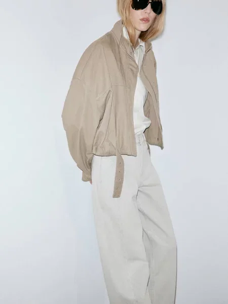 Jeansy balloon ze szwami denim Kobieta 38 MANGO szary