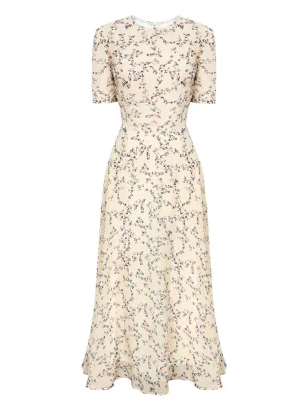 Rochie midi Post Meridiem cu model floral până la genunchi de costum