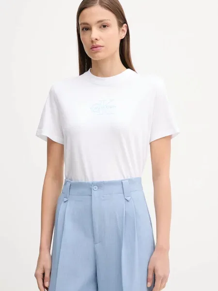 Къс тениска Calvin Klein бяло