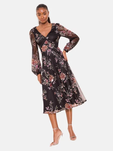 Lipsy Rochie mov deschis / portocaliu negru