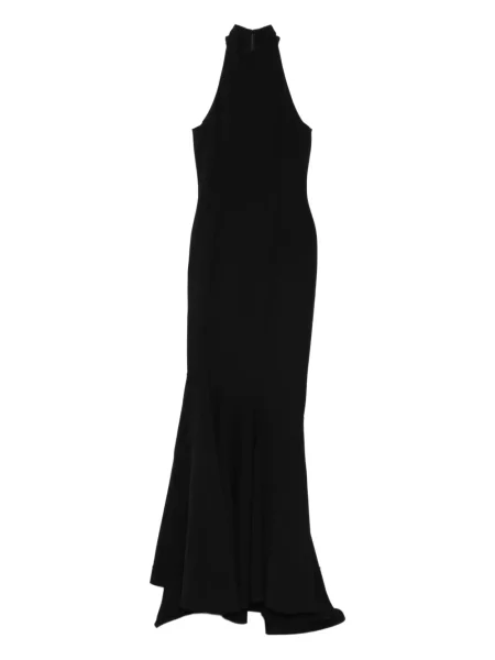 Rochie maxi Solace London cu gât halter de costum negru