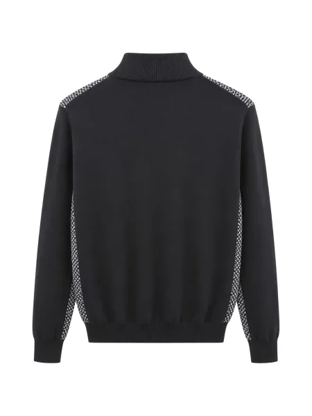 Cardigan Tombolini cu model herringbone albastru