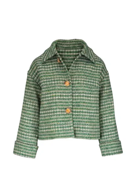 Geacă Carolina Herrera din tweed verde