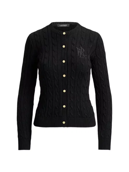 Cardigan Lauren Ralph Lauren cu broderie tricotate negru