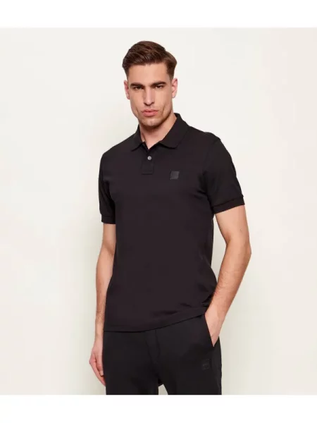 Tricou polo Boss Orange negru