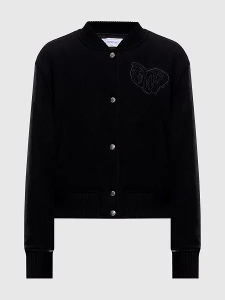 Бомбер з вовною Off-white чорний