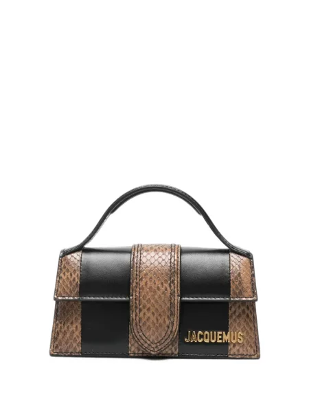 Geantă Jacquemus cu model piele de șarpe negru