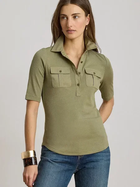 Tricou polo Lauren Ralph Lauren verde
