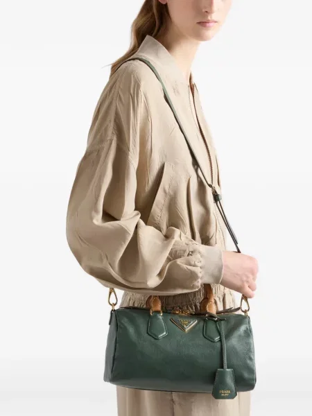 Top Prada din piele verde