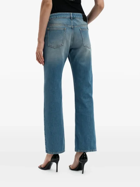 Blugi Off-white cu broderie alb