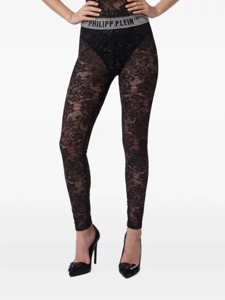 Pantaloni Philipp Plein din dantelă negru