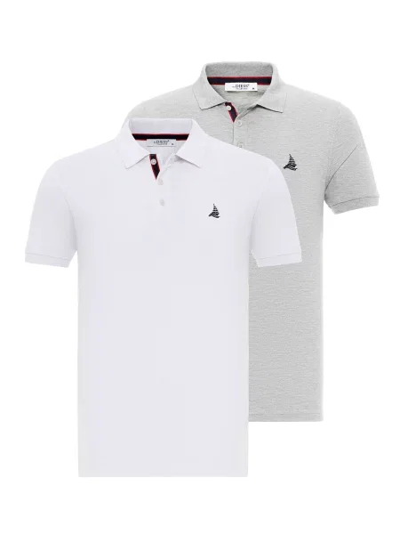 By Diess Collection Tricou bleumarin / gri deschis alb