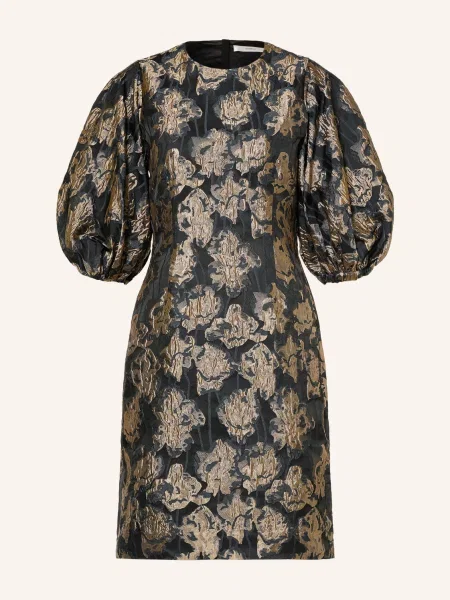 Inwear Žakárové Šaty Yancieiw S Rukávy / béžová / tmavě šedá černá