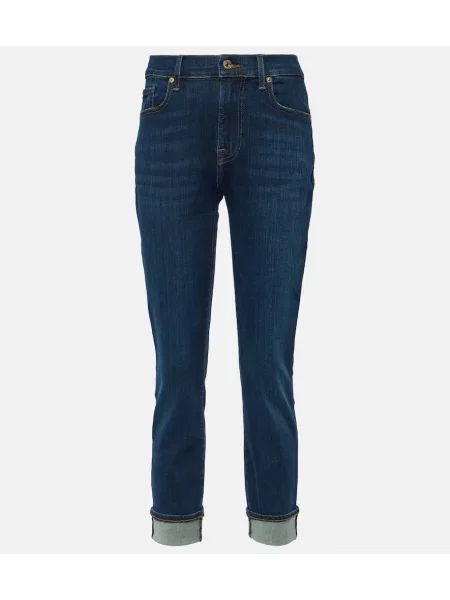 Blugi skinny 7 For All Mankind cu talie înaltă albastru