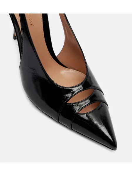Pantofi cu toc Gianvito Rossi din piele de lac slingback negru
