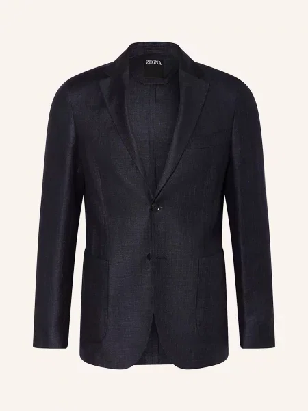 Zegna Sako Slim Fit Se Lnem tmavě modrá