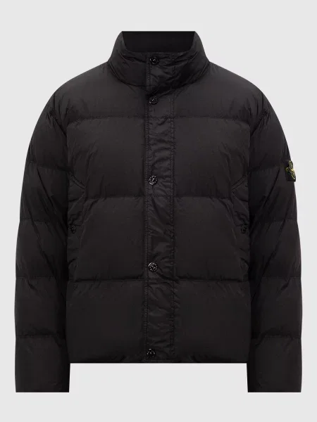 Пуховик з патчем логотипа Stone Island чорний
