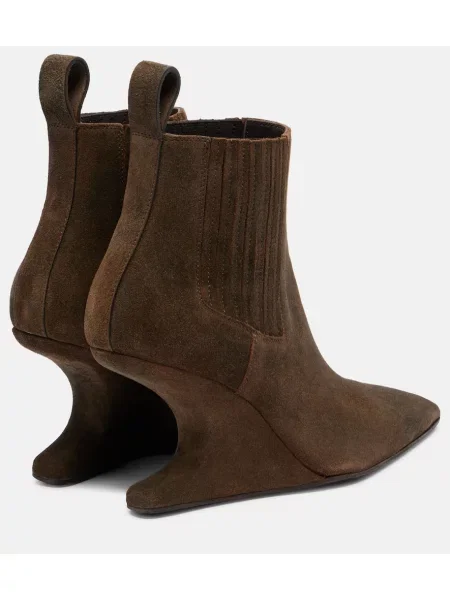 Cizme scurte Rick Owens din piele de căprioară maro