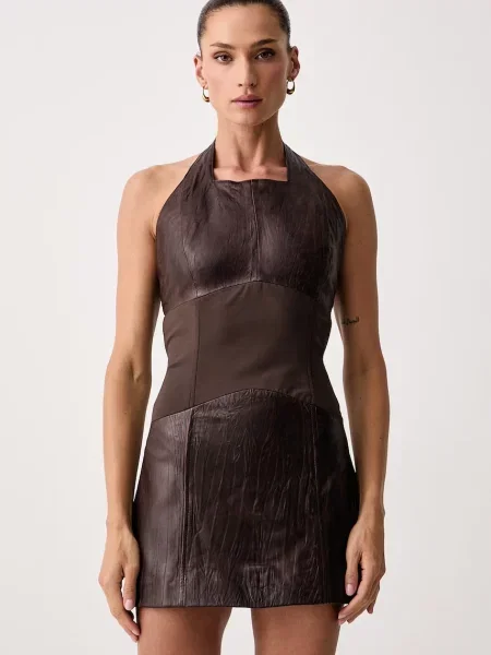 Max&Co. rochie evazată din piele MCLAGENZIA maro