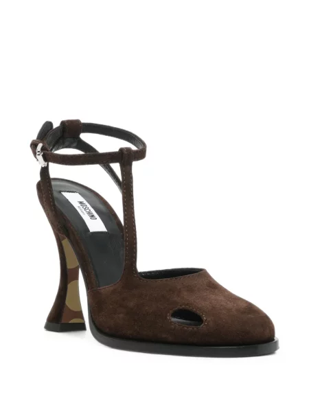Pantofi cu toc Moschino din piele de căprioară maro