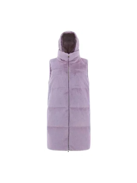 Futrzana kamizelka Herno bez rękawów z futerkiem fioletowa