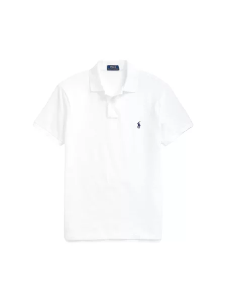 Długa koszulka Polo Ralph Lauren z siateczką z długim rękawem biała
