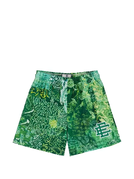 Pantaloni scurți Eric Emanuel cu imagine cu model paisley plasă verde