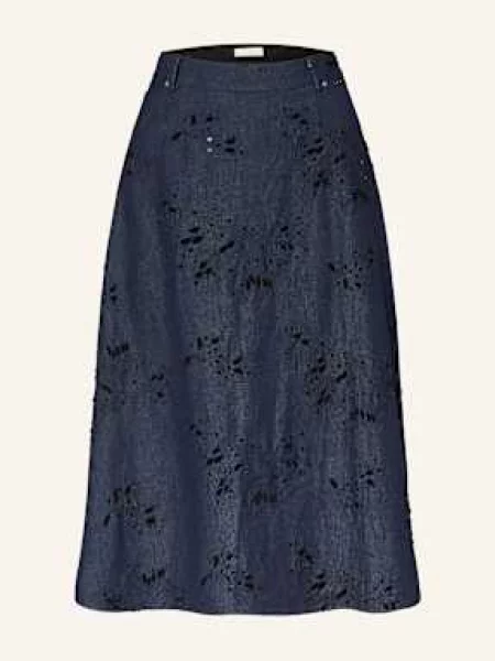 Ivi Collection Spódnica Jeansowa Z Cekinami blau granatowa