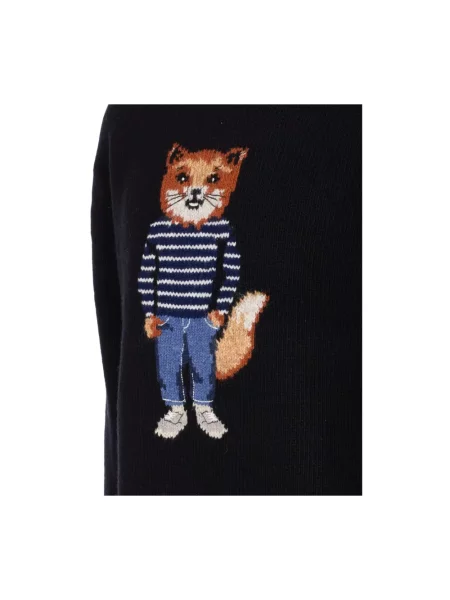 Sweter Maison Kitsune wełniany czarny