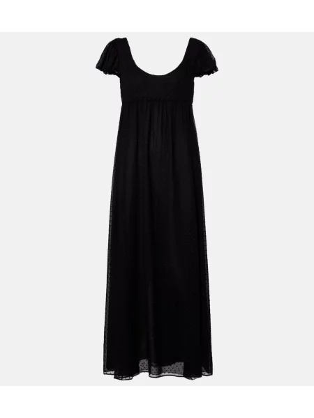 Rochie maxi Chloé cu broderie de mătase de costum negru
