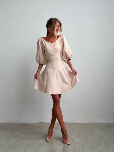 Платье мини Uaclothes бежевое