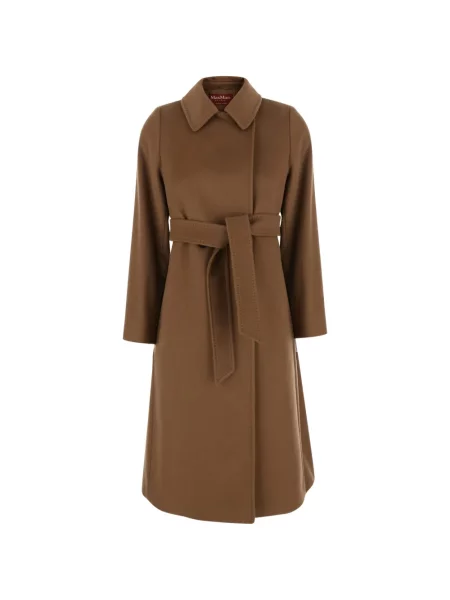 Cu centură palton Max Mara de lână maro