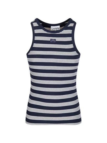 Top Ganni cu dungi albastru