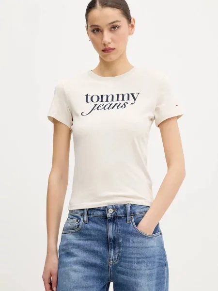 Tommy Jeans tričko béžové
