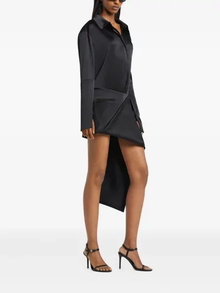 Cămașă Courreges cu broderie din satin negru