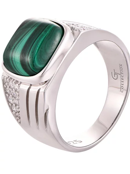 GT Collection Prsteň MALACHITE / strieborná zelená
