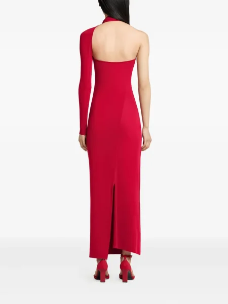 Rochie midi Courreges până la genunchi cu un umăr gol de costum roșu
