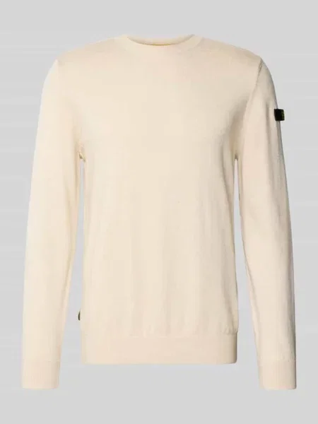 Sweter z dzianiny z prążkowanymi wykończeniami Pme Legend biały