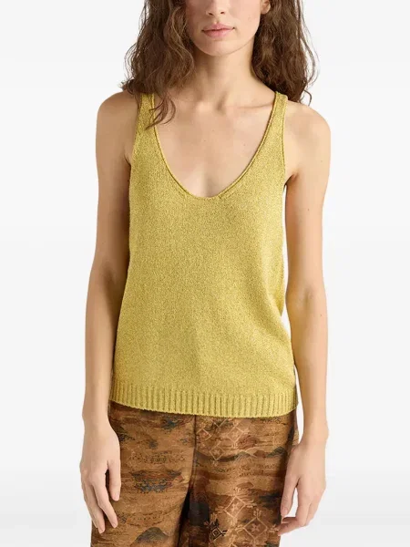 Dzianinowa podkoszulka Momoni prążkowana złota