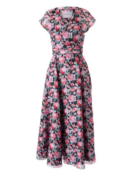 Sukienka midi Carolina Herrera z nadrukiem do kolan garniturowa różowa