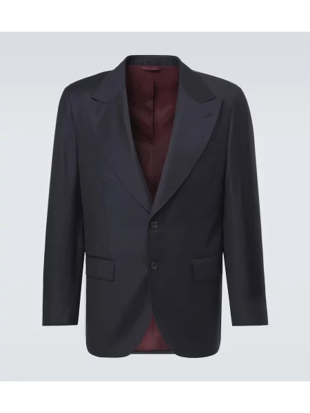 Sacou Rubinacci de lână cu un singur rând de nasturi albastru