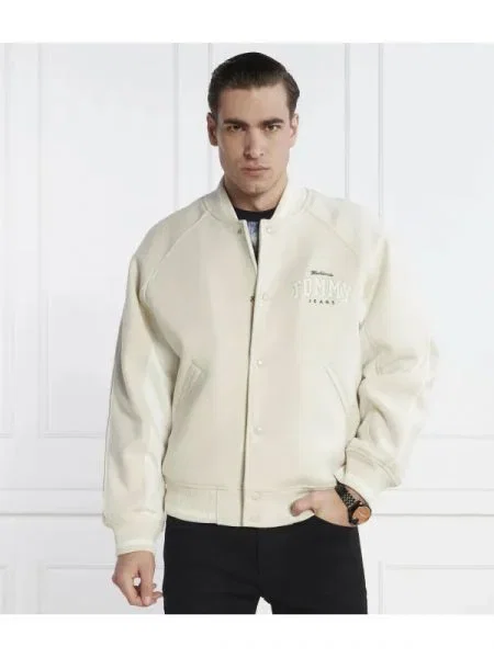 Tommy Jeans Bélelt bomber dzseki gyapjú hozzáadásával bézs