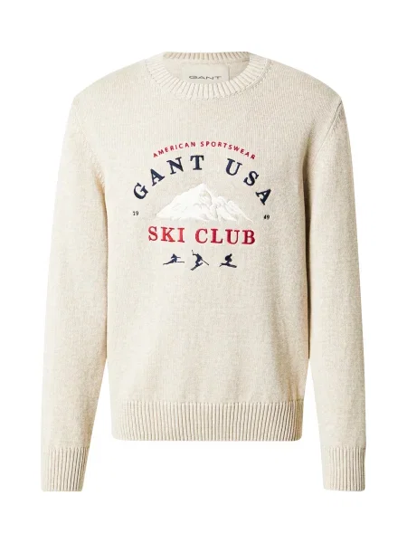 GANT Pulover ecru / albastru închis / roșu alb