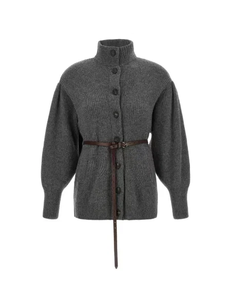 Cu centură cardigan Brunello Cucinelli tricotate gri