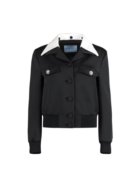 Kurtka bomber Prada wełniany czarny