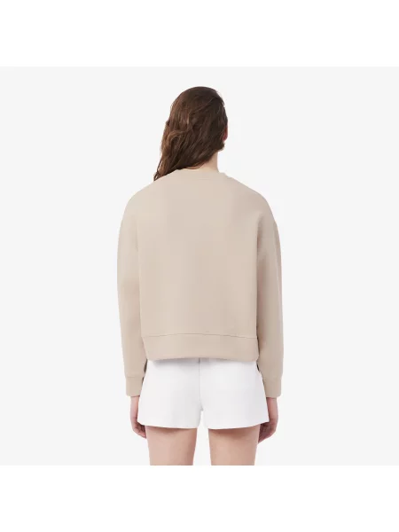 Lacoste Bluza Z Okrągłym Dekoltem Oversize beżowa