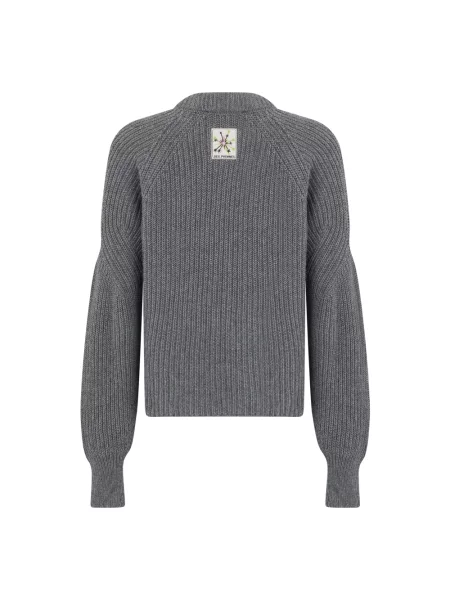 Sweter Des Phemmes z kokardką wełniany szary