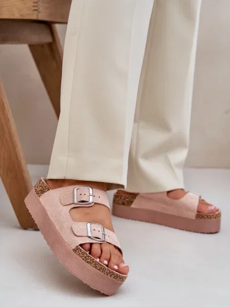 Pantofle Pe1 na platformě růžové