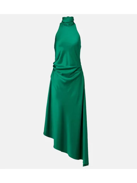 Rochie midi Simkhai din satin asimetrică până la genunchi verde