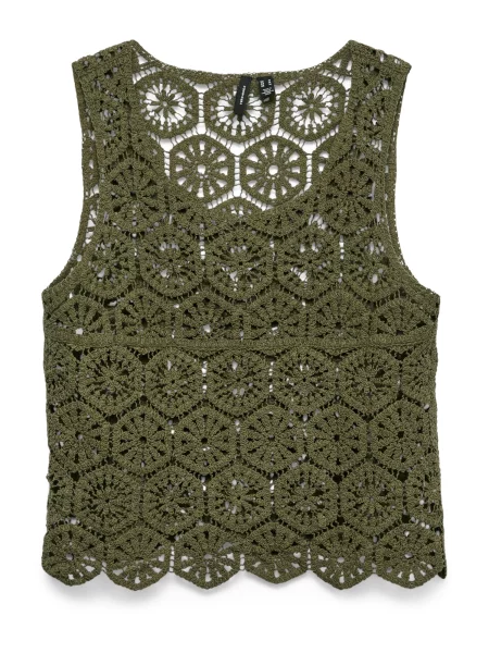 VERO MODA Top brodat VMELSA oliv